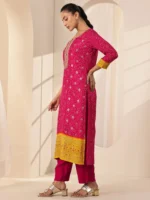 Red Printed Silk Blend Straight Suit Sets With Dupatta - Image 3